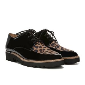 NWT - Franco Sarto – Charles Leopard Print Derby BLACK/CAMEL / 6M